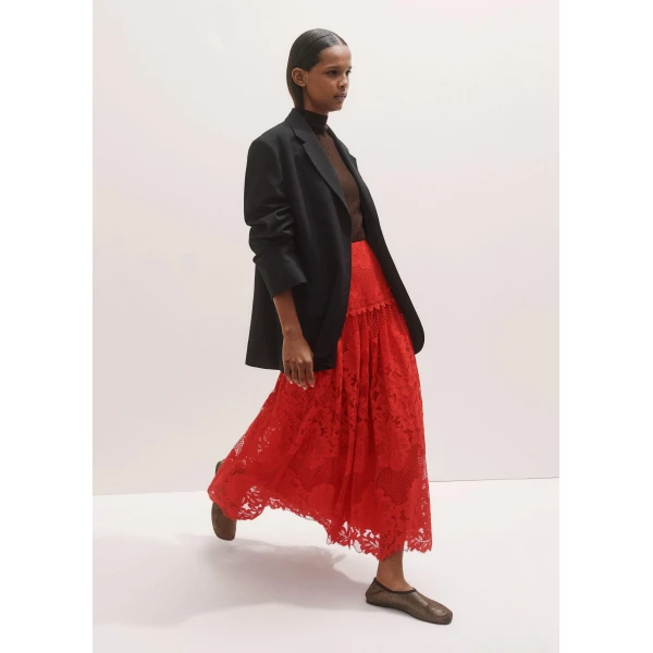 Me + Em Graphic Floral Lace Maxi Skirt – luxury British Red in Me and Em exclusively at Luxury Shoes 
