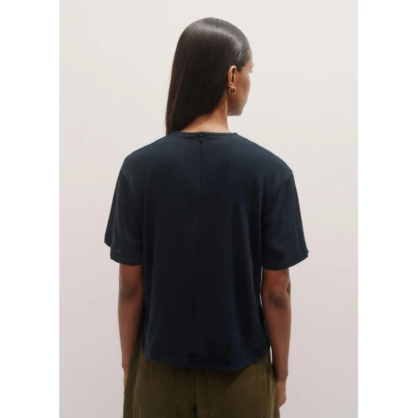 Me and Em Impossibly Soft Scarf Neck Classic Tee – luxury British Blue in Me and Em exclusively at Luxury Shoes 