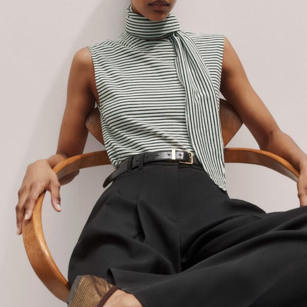 Me + Em Impossibly Soft Scarf Neck Sleeveless Tee – luxury British Multicolour in Me and Em exclusively at Luxury Shoes 