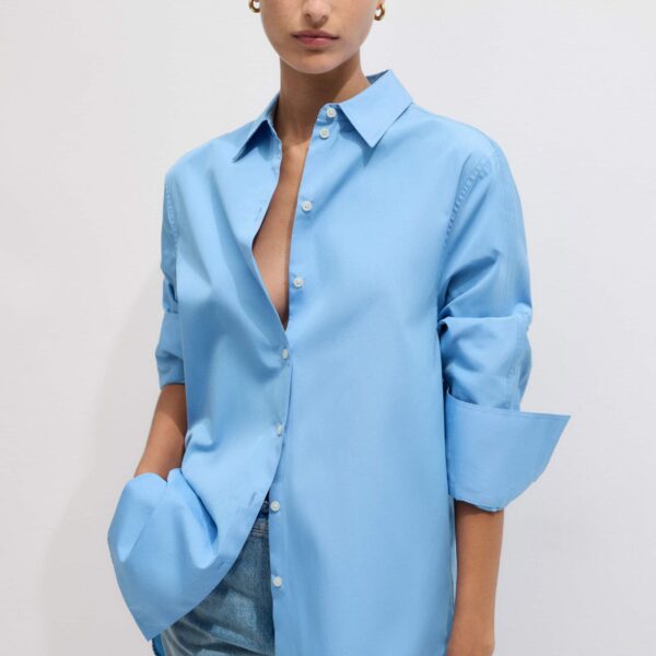 Me + Em Italian Cotton Oversized Shirt – luxury British Blue in Me and Em exclusively at Luxury Shoes 