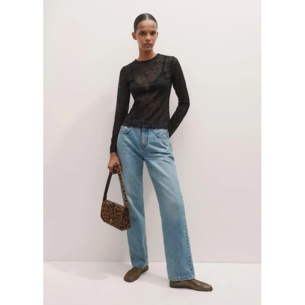 Me + Em Lace Crew Neck Top – luxury British Black in Me and Em exclusively at Luxury Shoes 