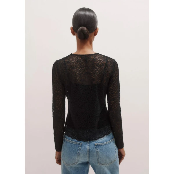 Me and Em Lace Crew Neck Top – luxury British Black in Me and Em exclusively at Luxury Shoes 