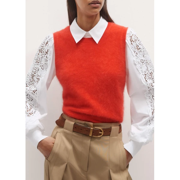 Me and Em Lace + Poplin Layering Shirt – luxury British White in Me and Em exclusively at Luxury Shoes 
