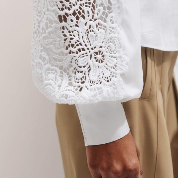 Me and Em Lace + Poplin Layering Shirt – luxury British White in Me and Em exclusively at Luxury Shoes 