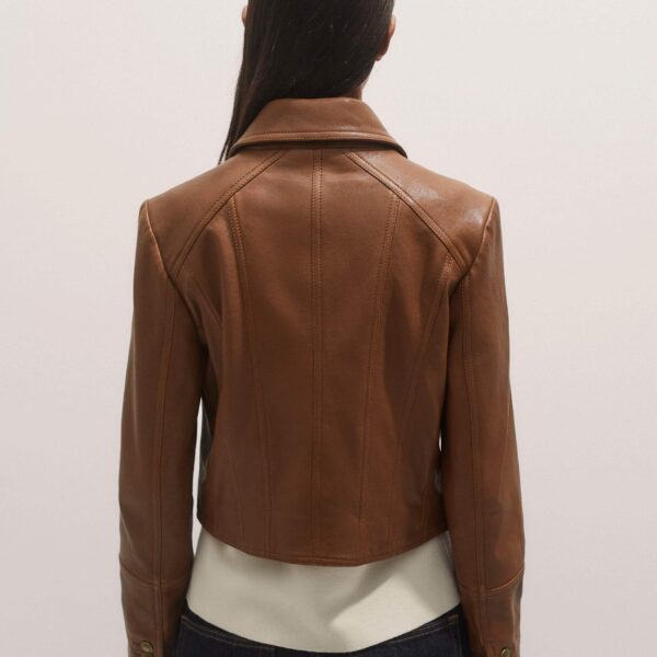 Me and Em Leather Utility Crop Jacket – luxury British Brown in Me and Em exclusively at Luxury Shoes 
