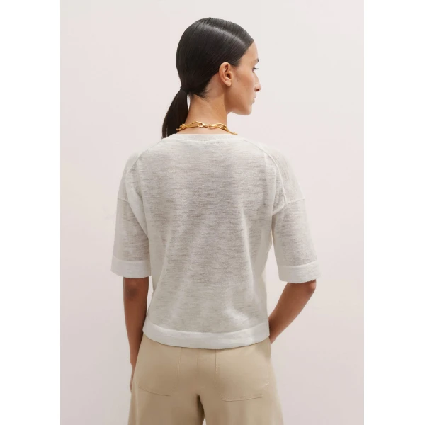 Me and Em Linen Blend Knit Tee – luxury British White in Me and Em exclusively at Luxury Shoes 