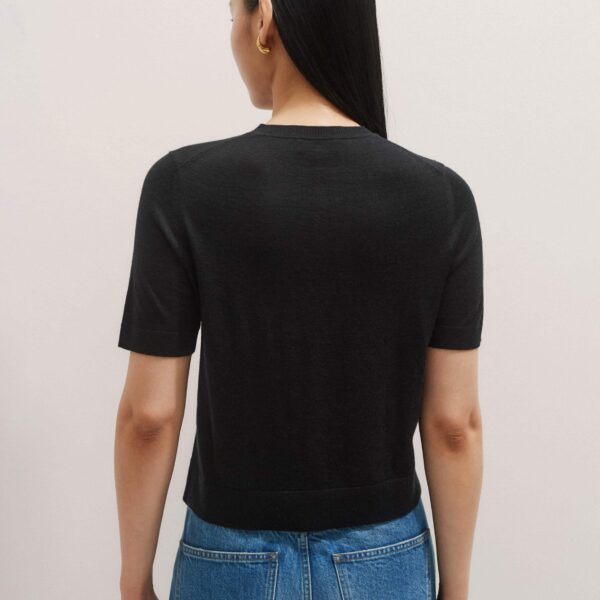 Me and Em Merino Cashmere Barely There Buttoned Knit Tee – luxury British Black in Me and Em exclusively at Luxury Shoes 