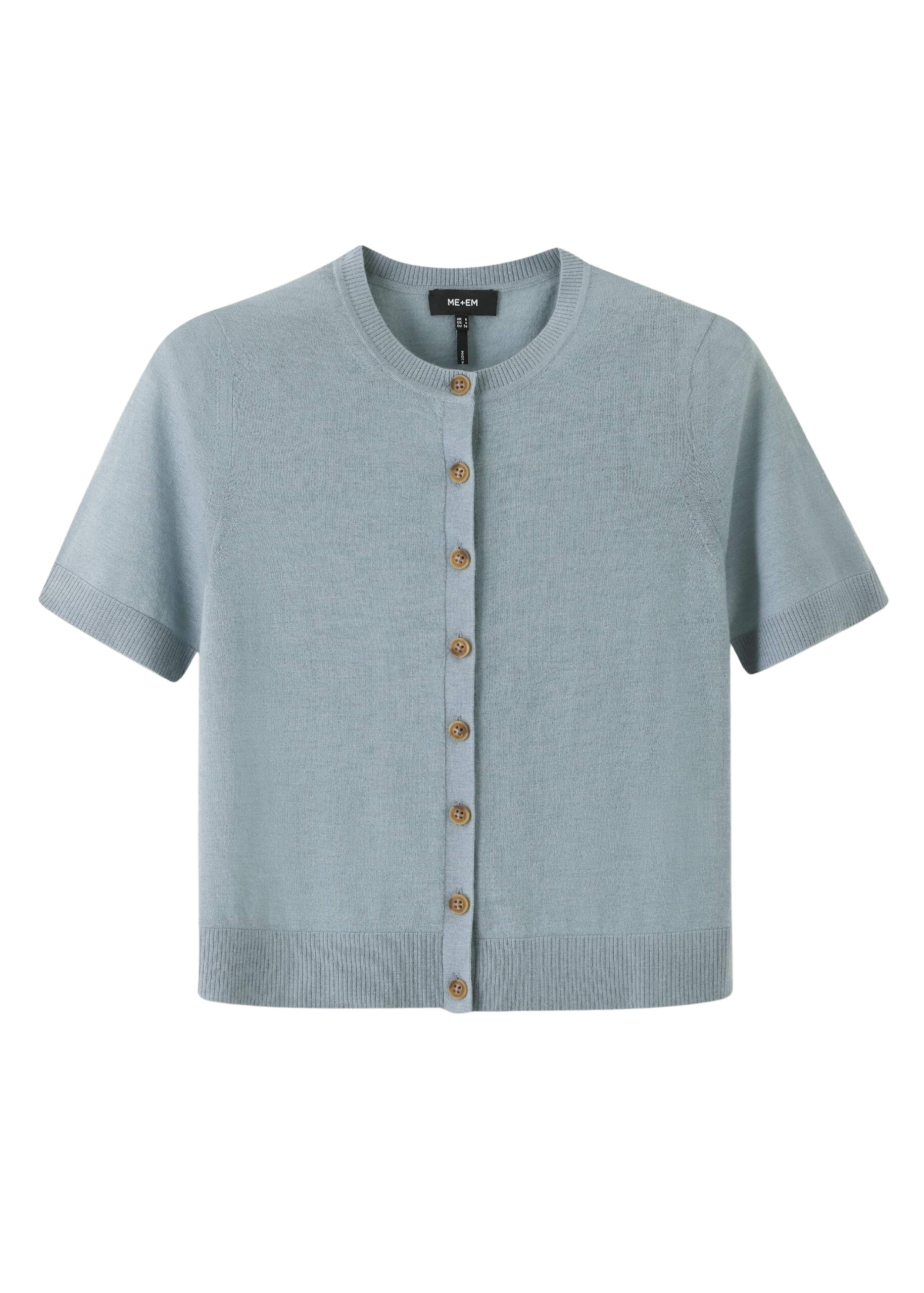 Me and Em Merino Cashmere Barely There Buttoned Knit Tee