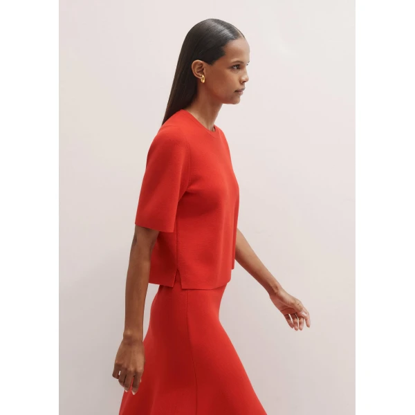 Me and Em Milano Knit Relaxed Tee – luxury British Red in Me and Em exclusively at Luxury Shoes 
