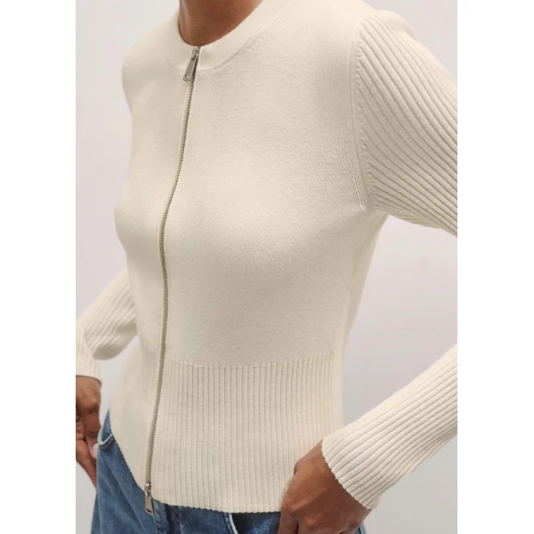 Me and Em Milano Knit Two-Way Zip Cardigan – luxury British Ivory in Me and Em exclusively at Luxury Shoes 