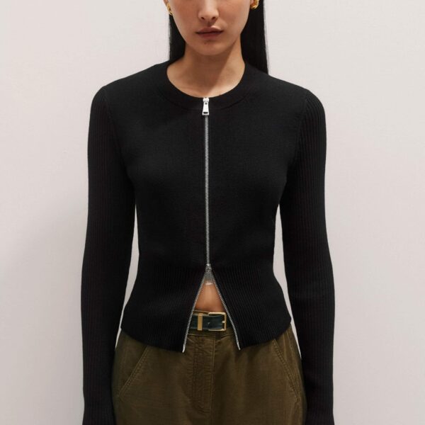 Me and Em Milano Knit Two-Way Zip Cardigan – luxury British Black in Me and Em exclusively at Luxury Shoes 