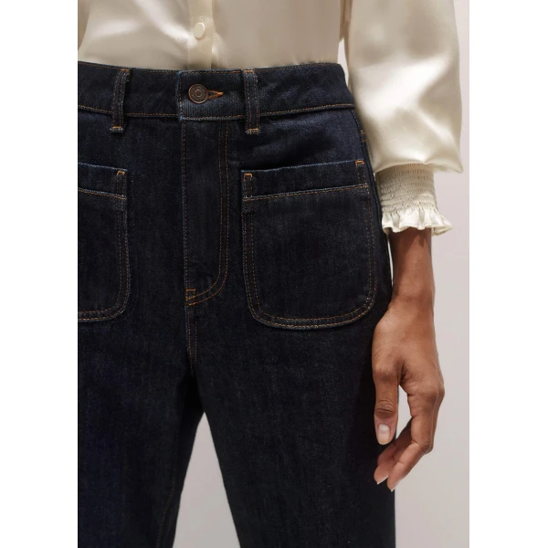 Me + Em Patch Pocket Leg Elongator Jean – luxury British Blue in Me and Em exclusively at Luxury Shoes 