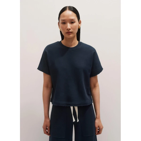 Me + Em Relaxed Short Sleeve Sweatshirt – luxury British Blue in Me and Em exclusively at Luxury Shoes 