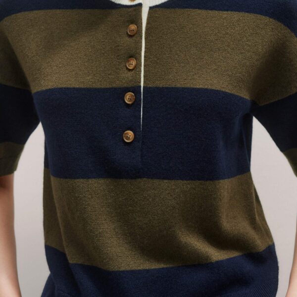 Me and Em Relaxed Stripe Knit Henley Tee – luxury British Multicolour in Me and Em exclusively at Luxury Shoes 