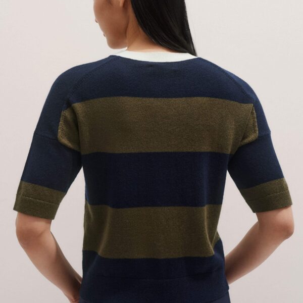 Me and Em Relaxed Stripe Knit Henley Tee – luxury British Multicolour in Me and Em exclusively at Luxury Shoes 