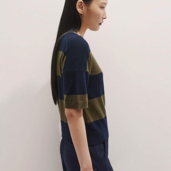 Me + Em Relaxed Stripe Knit Henley Tee – luxury British Multicolour in Me and Em exclusively at Luxury Shoes 