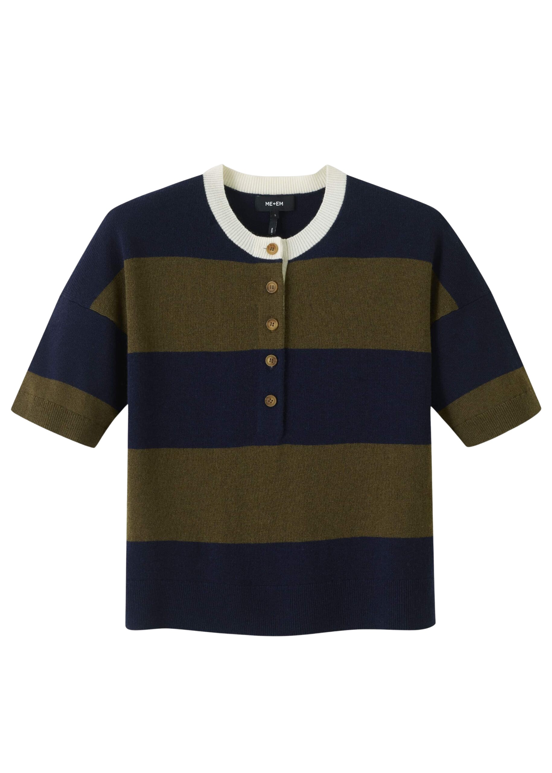 Me and Em Relaxed Stripe Knit Henley Tee