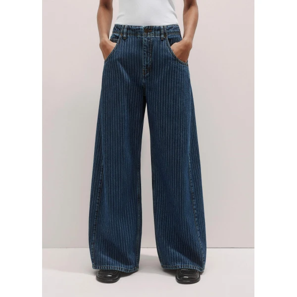 Me + Em Relaxed Stripe Wide-Leg Jean – luxury British Blue in Me and Em exclusively at Luxury Shoes 