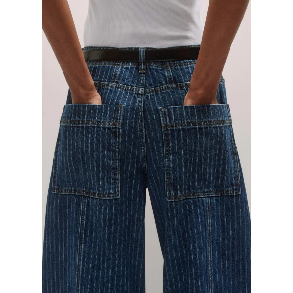 Me and Em Relaxed Stripe Wide-Leg Jean – luxury British Blue in Me and Em exclusively at Luxury Shoes 
