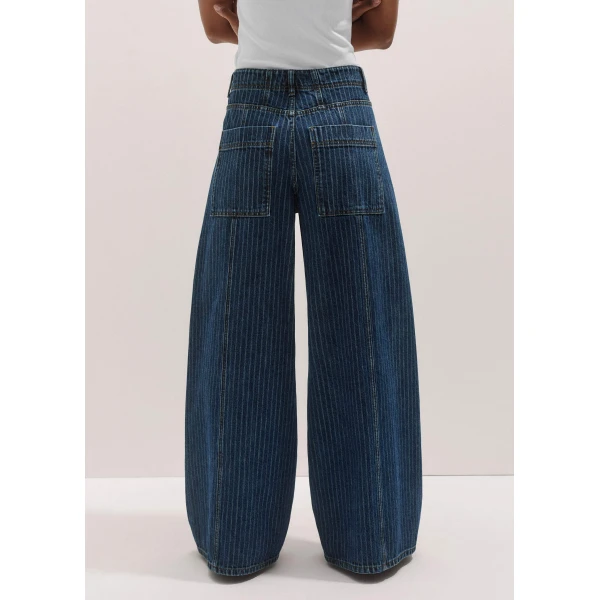 Me and Em Relaxed Stripe Wide-Leg Jean – luxury British Blue in Me and Em exclusively at Luxury Shoes 