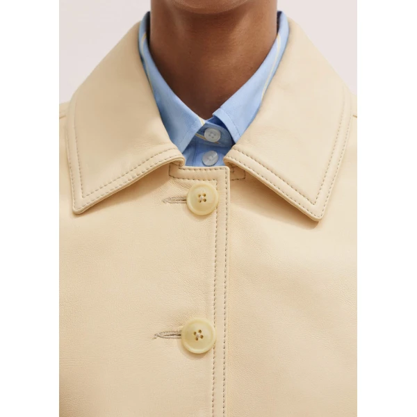 Me and Em Relaxed Washed Leather Jacket – luxury British Yellow in Me and Em exclusively at Luxury Shoes 