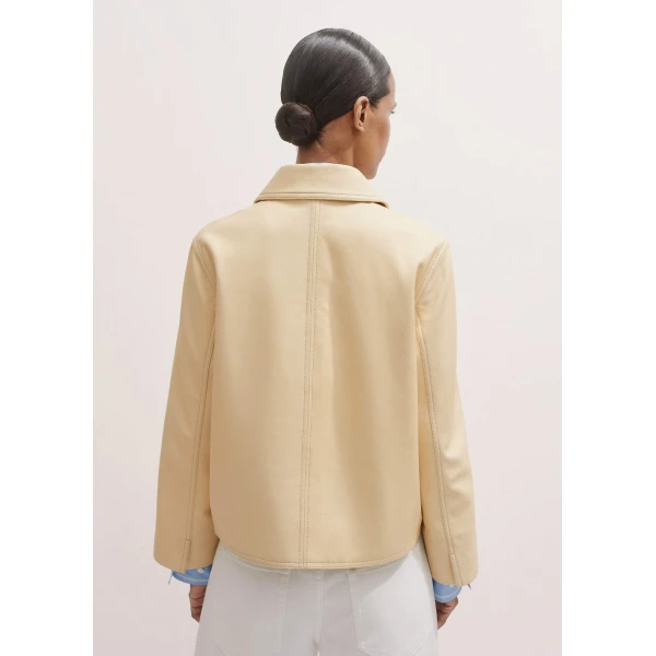 Me and Em Relaxed Washed Leather Jacket – luxury British Yellow in Me and Em exclusively at Luxury Shoes 