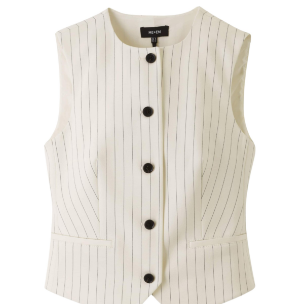 Me and Em Round Neck Pinstripe Tailored Vest