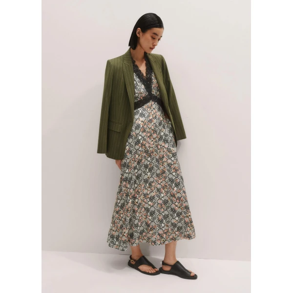 Me + Em Satin Lace Detail Maxi Dress – luxury British Multicolour in Me and Em exclusively at Luxury Shoes 