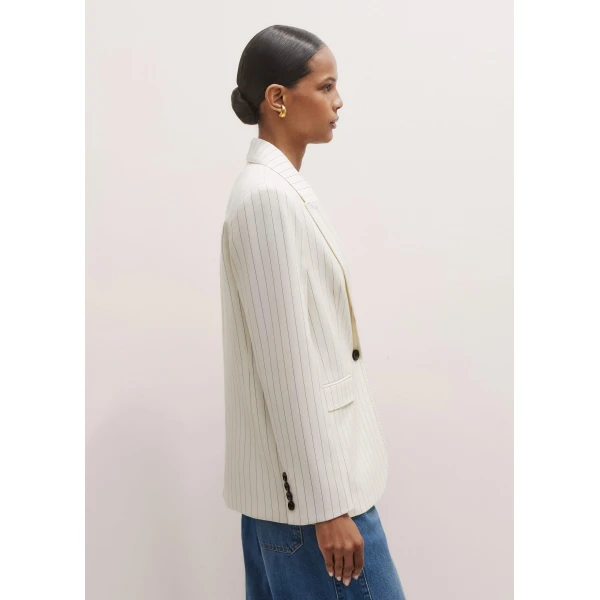 Me and Em Sharp Shoulder Pinstripe Blazer – luxury British Ivory in Me and Em exclusively at Luxury Shoes 