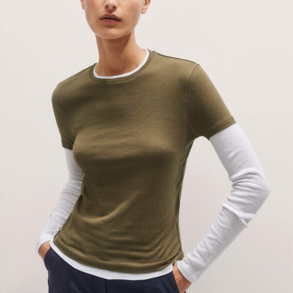 Me + Em Sheer Rib Double Layer Top – luxury British Green in Me and Em exclusively at Luxury Shoes 