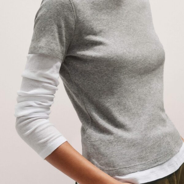 Me and Em Sheer Rib Double Layer Top – luxury British Gray in Me and Em exclusively at Luxury Shoes 