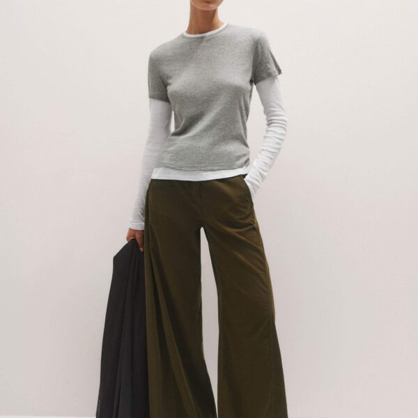 Me + Em Sheer Rib Double Layer Top – luxury British Gray in Me and Em exclusively at Luxury Shoes 