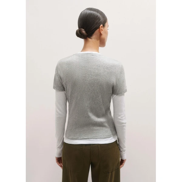 Me and Em Sheer Rib Double Layer Top – luxury British Gray in Me and Em exclusively at Luxury Shoes 