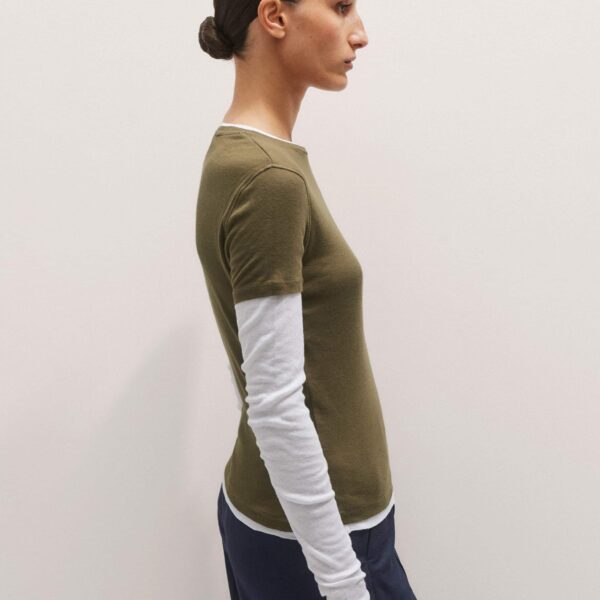 Me and Em Sheer Rib Double Layer Top – luxury British Green in Me and Em exclusively at Luxury Shoes 