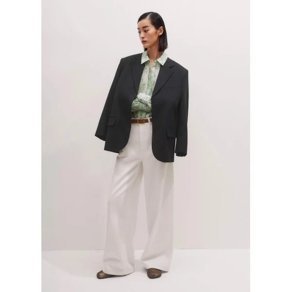 Me + Em Silk Cotton Climbing Feather Print Blouse – luxury British Green in Me and Em exclusively at Luxury Shoes 