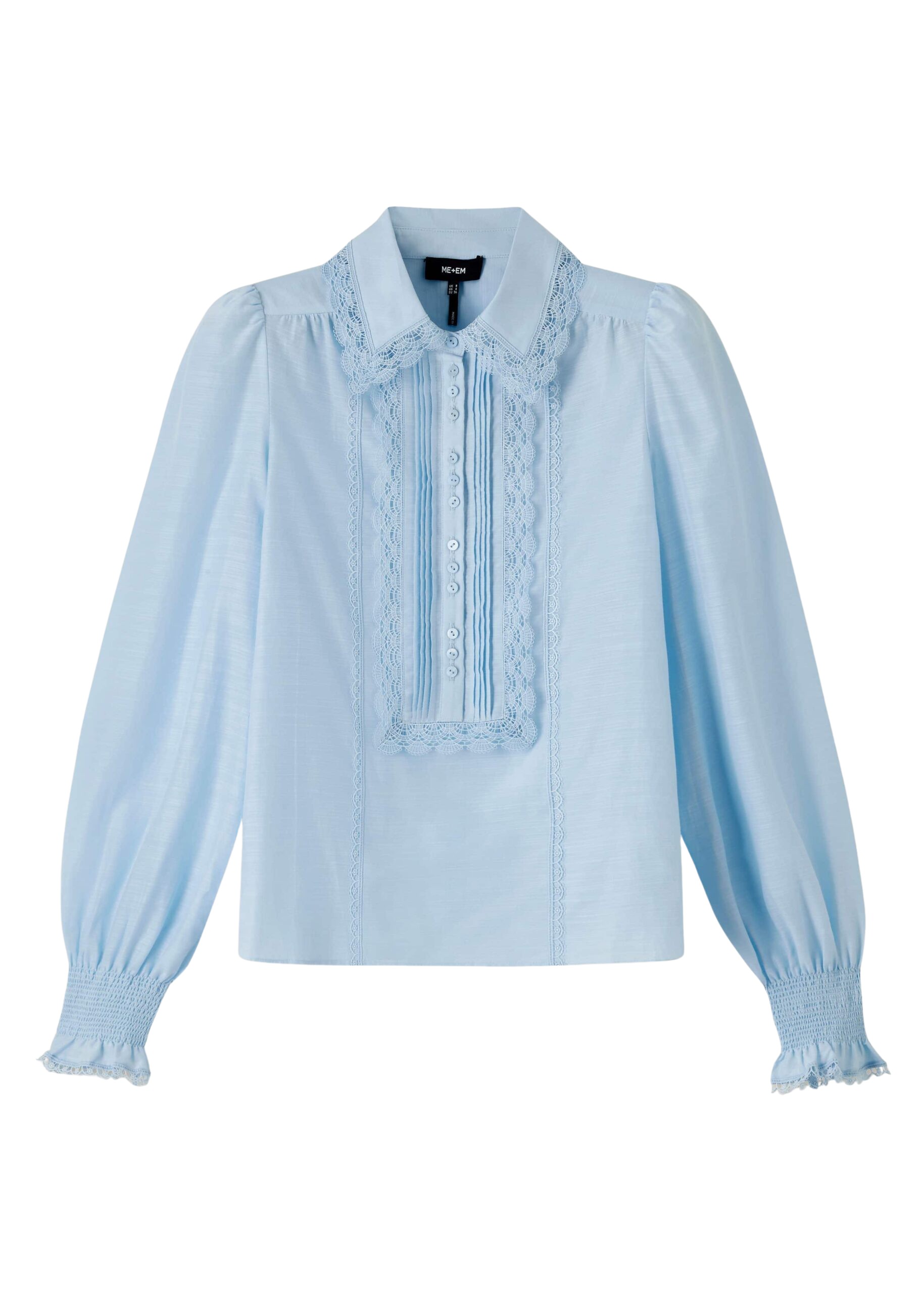Me and Em Silk Cotton Lace Trim Straight Blouse