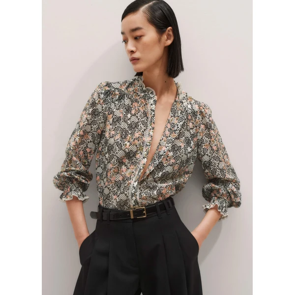 Me + Em Silk Cotton Straight Blouse – luxury British Multicolour in Me and Em exclusively at Luxury Shoes 