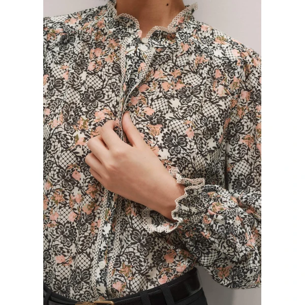 Me and Em Silk Cotton Straight Blouse – luxury British Multicolour in Me and Em exclusively at Luxury Shoes 