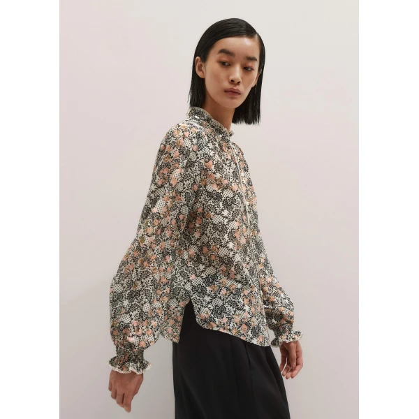 Me + Em Silk Cotton Straight Blouse – luxury British Multicolour in Me and Em exclusively at Luxury Shoes 