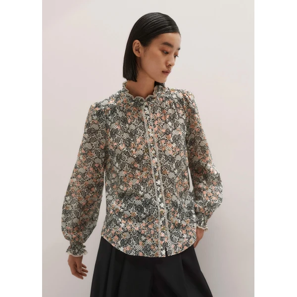 Me and Em Silk Cotton Straight Blouse – luxury British Multicolour in Me and Em exclusively at Luxury Shoes 