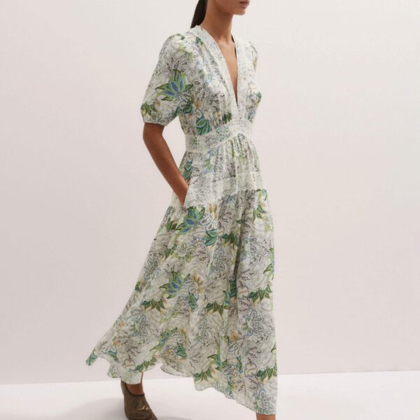 Me + Em Silk Delicate Paisley Print Maxi Dress – luxury British Multicolour in Me and Em exclusively at Luxury Shoes 