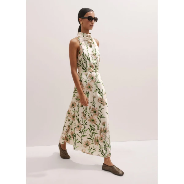 Me + Em Silk Growing Daisy Print Halterneck Maxi Dress – luxury British Multicolour in Me and Em exclusively at Luxury Shoes 