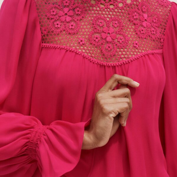 Me and Em Silk + Lace Long Sleeve Blouse, view 3