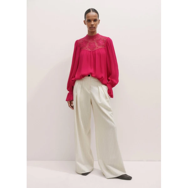 Me + Em Silk + Lace Long Sleeve Blouse – luxury British Pink in Me and Em exclusively at Luxury Shoes 