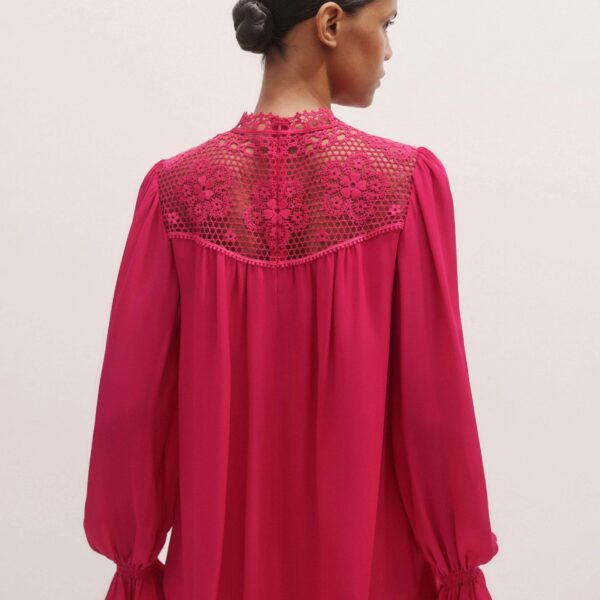 Me and Em Silk + Lace Long Sleeve Blouse, view 5
