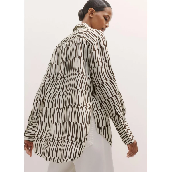 Me + Em Silk Linear Keys Print Oversized Shirt – luxury British Neutrals in Me and Em exclusively at Luxury Shoes 