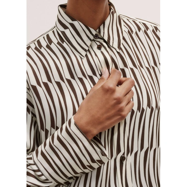 Me and Em Silk Linear Keys Print Oversized Shirt – luxury British Neutrals in Me and Em exclusively at Luxury Shoes 