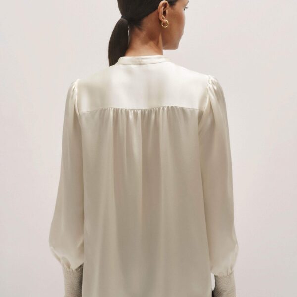 Me and Em Silk Satin Blouse + Tie – luxury British Ivory in Me and Em exclusively at Luxury Shoes 