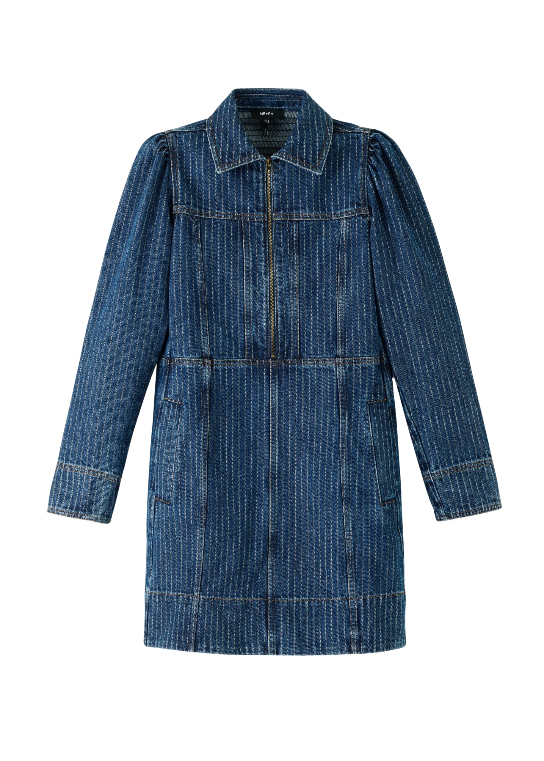 Me and Em Stripe Denim Zip Front Mini Dress