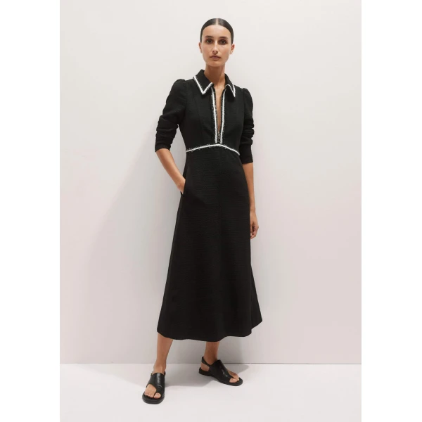 Me + Em Textured Midi Dress – luxury British Black in Me and Em exclusively at Luxury Shoes 